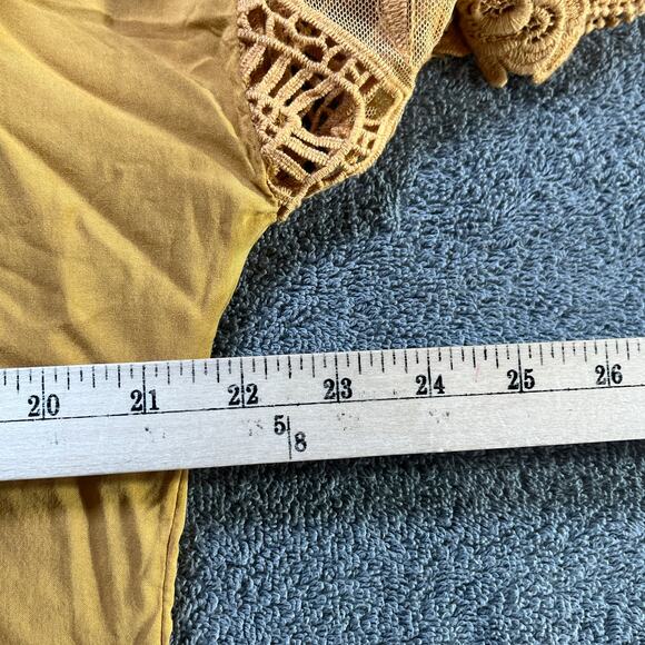 Mind Set By XCVI Top Womens Large Yellow Lace Crochet V-Neck Boho Festival NEW - Picture 9 of 9